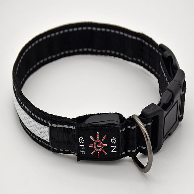 Waterproof Pet Collar Two-color Mesh Dog Neck Golden Retriever Anti-lost At Night