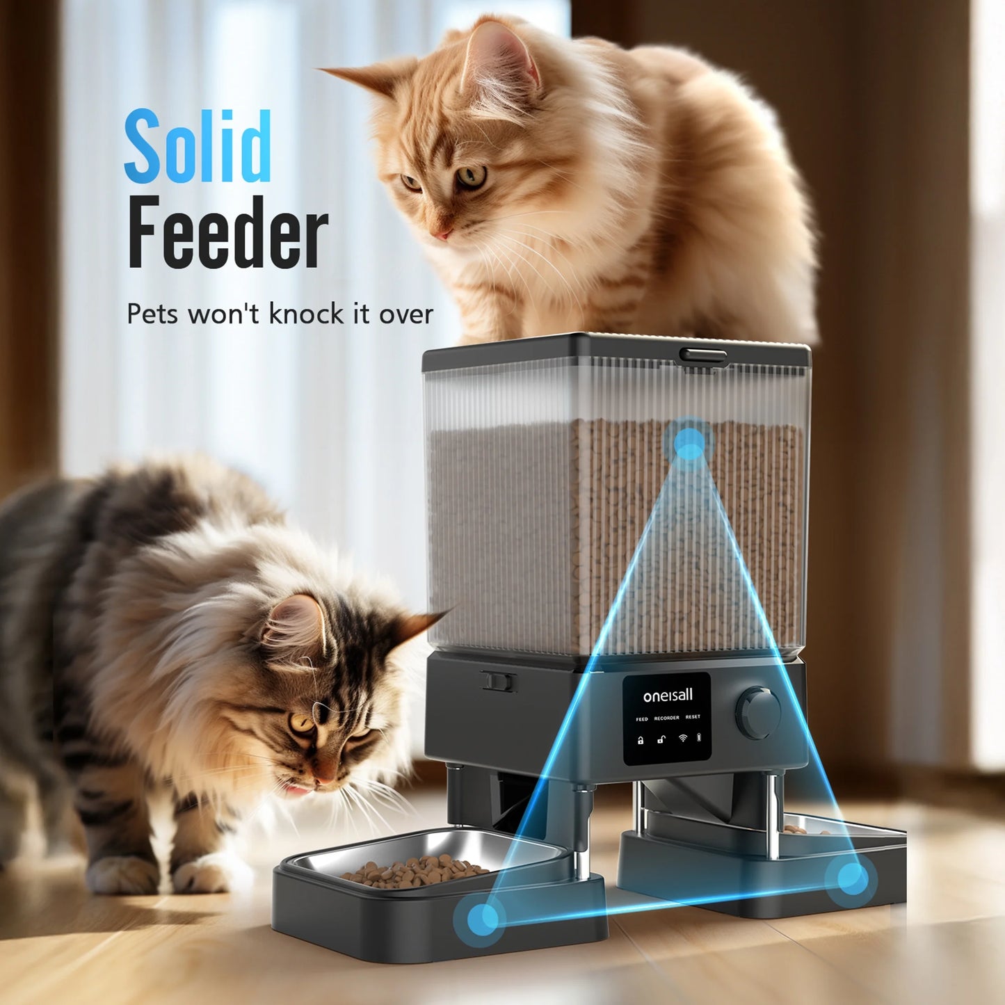 5L/20 Cups Automatic Cat Dog Feeder with 5G Wifi & APP Control, PFD-002 PRO Double Bowl Cat Food Dispenser with 1 Desiccant Bag, Timed Automatic Pet Feeder for 2 Cats/2 Small Dogs - Black