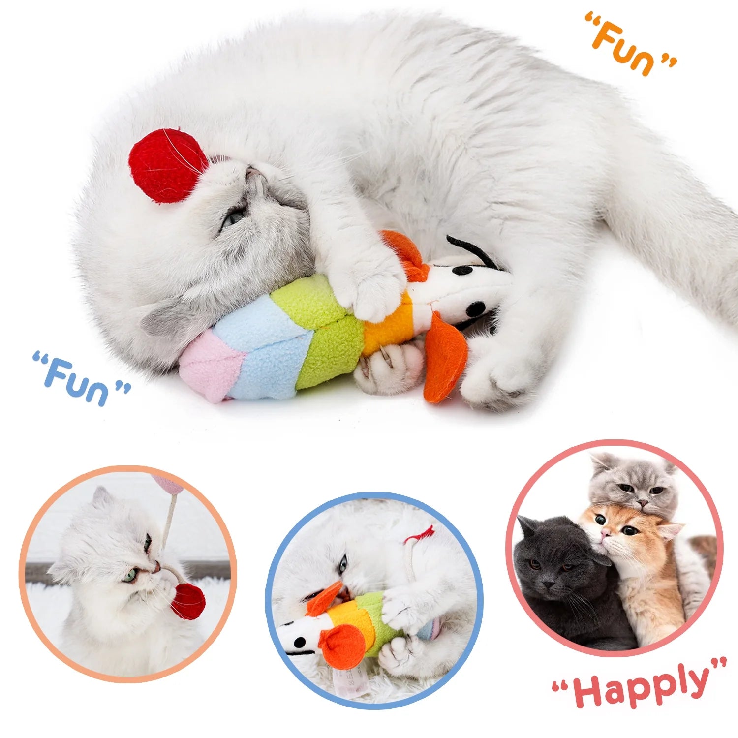 Furry Mice Cat Toys, Rattling Catnip Toys Mice, 7” Colored Catnip Toy with Sound, Catnip Prefilled Cat Mice Toy for Indoor Cats Kitten Interactive Play Fetch