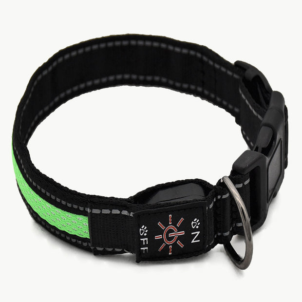Waterproof Pet Collar Two-color Mesh Dog Neck Golden Retriever Anti-lost At Night