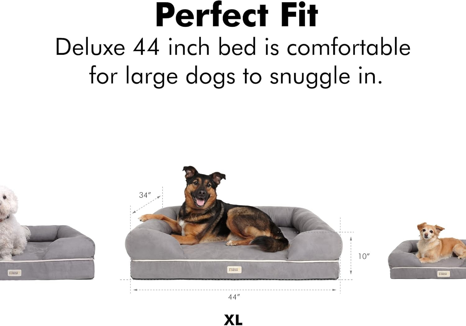 Orthopedic Dog Bed Lounge Sofa Removable Cover 100% Suede Mattress Memory-Foam with Bolster Rim Premium Prestige Edition