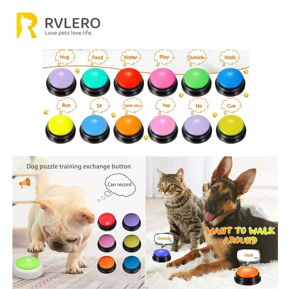 Dog Toys Funny Dog Recordable Pet Toys Travel Talking Pet Starters Pet Speaking Buttons Portable Cute Pet Supplies