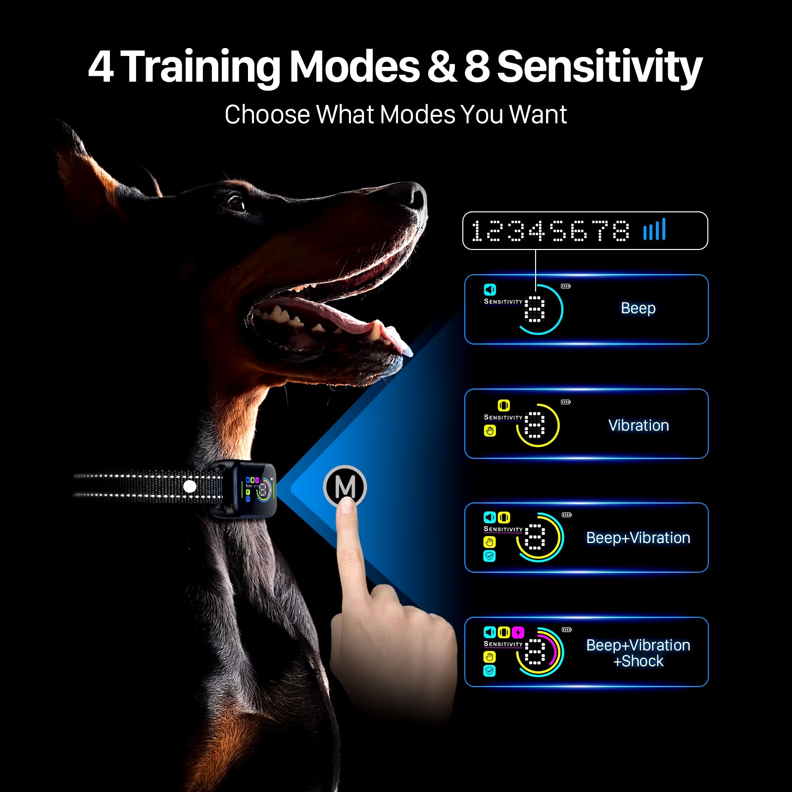 Anti-Bark Collar for Dogs Training & Behavior Aids 4 Training Modes 8 Sensitivity anti Bark Collar anti Barking for Pet Dogs