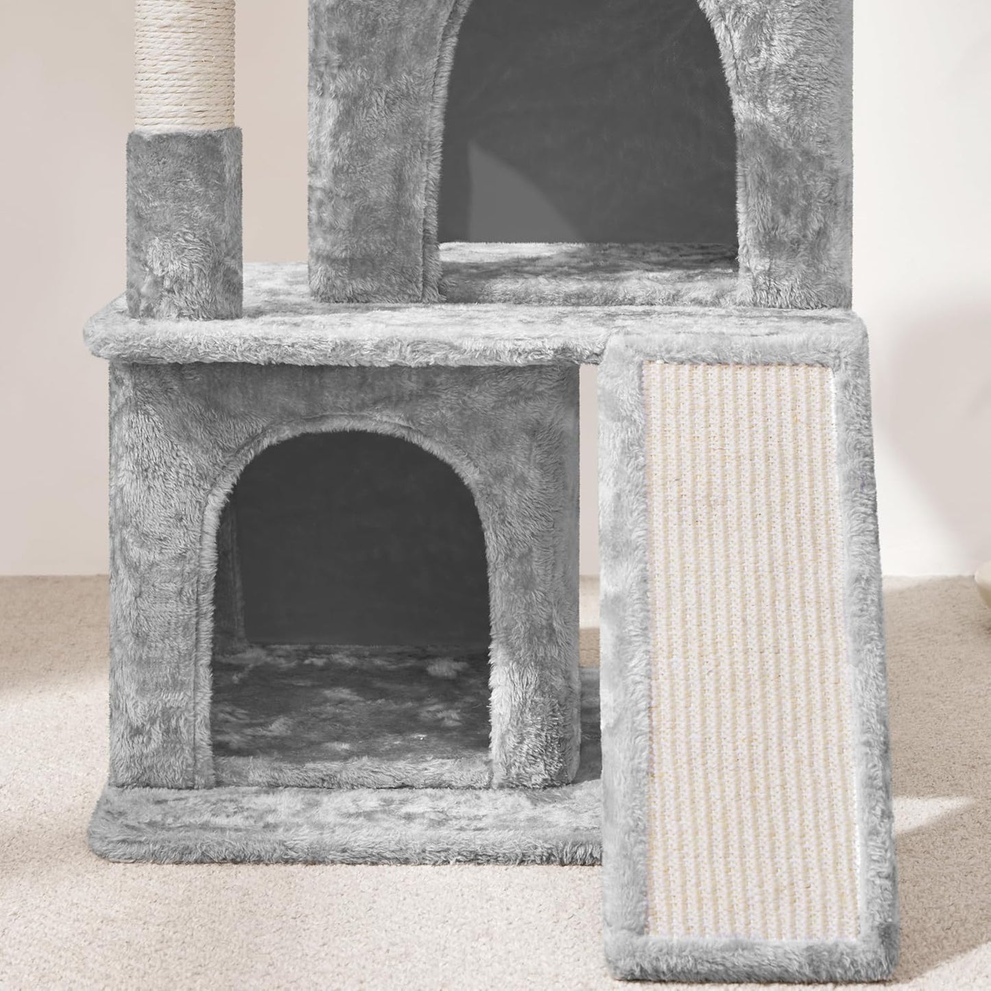 36In Cat Tree Cat Tower Play House Climber Stand Furniture with Scratching Post, Plush Perch, Dangling Ball, Two Condo and Ramp, Suit for Kittens, Cats and Pet