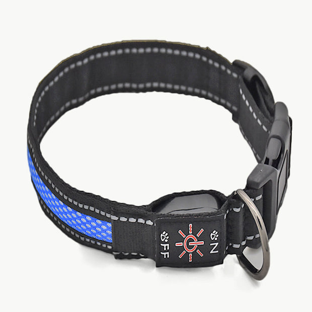 Waterproof Pet Collar Two-color Mesh Dog Neck Golden Retriever Anti-lost At Night