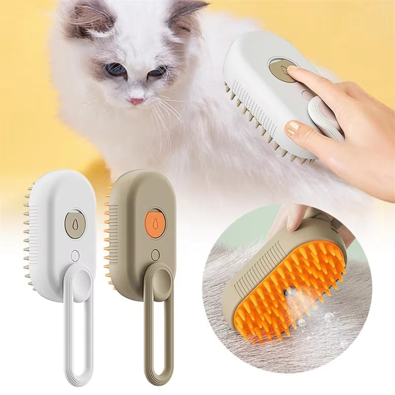 3In1 Steam Brush Steam Cats Comb Water Steam Cat Brush Electric Spray Hair Brushes Cats Massage Grooming Hair Removal Comb