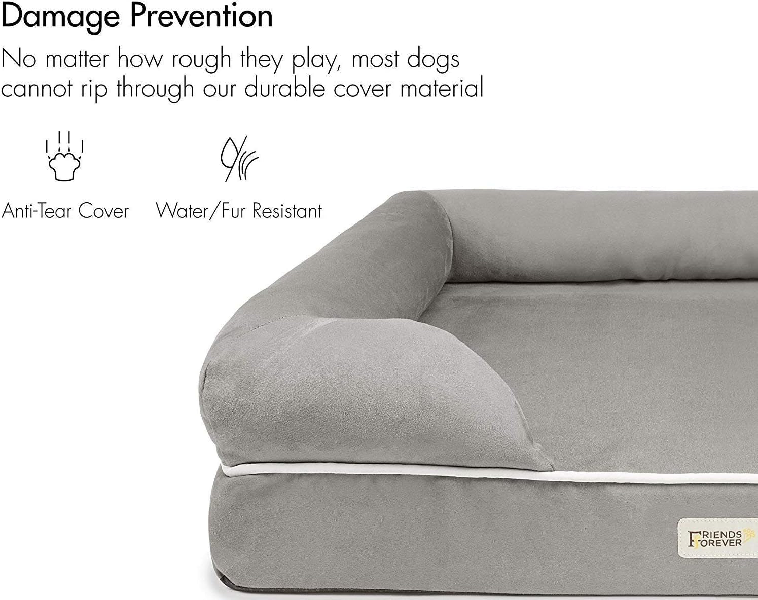 Orthopedic Dog Bed Lounge Sofa Removable Cover 100% Suede Mattress Memory-Foam with Bolster Rim Premium Prestige Edition