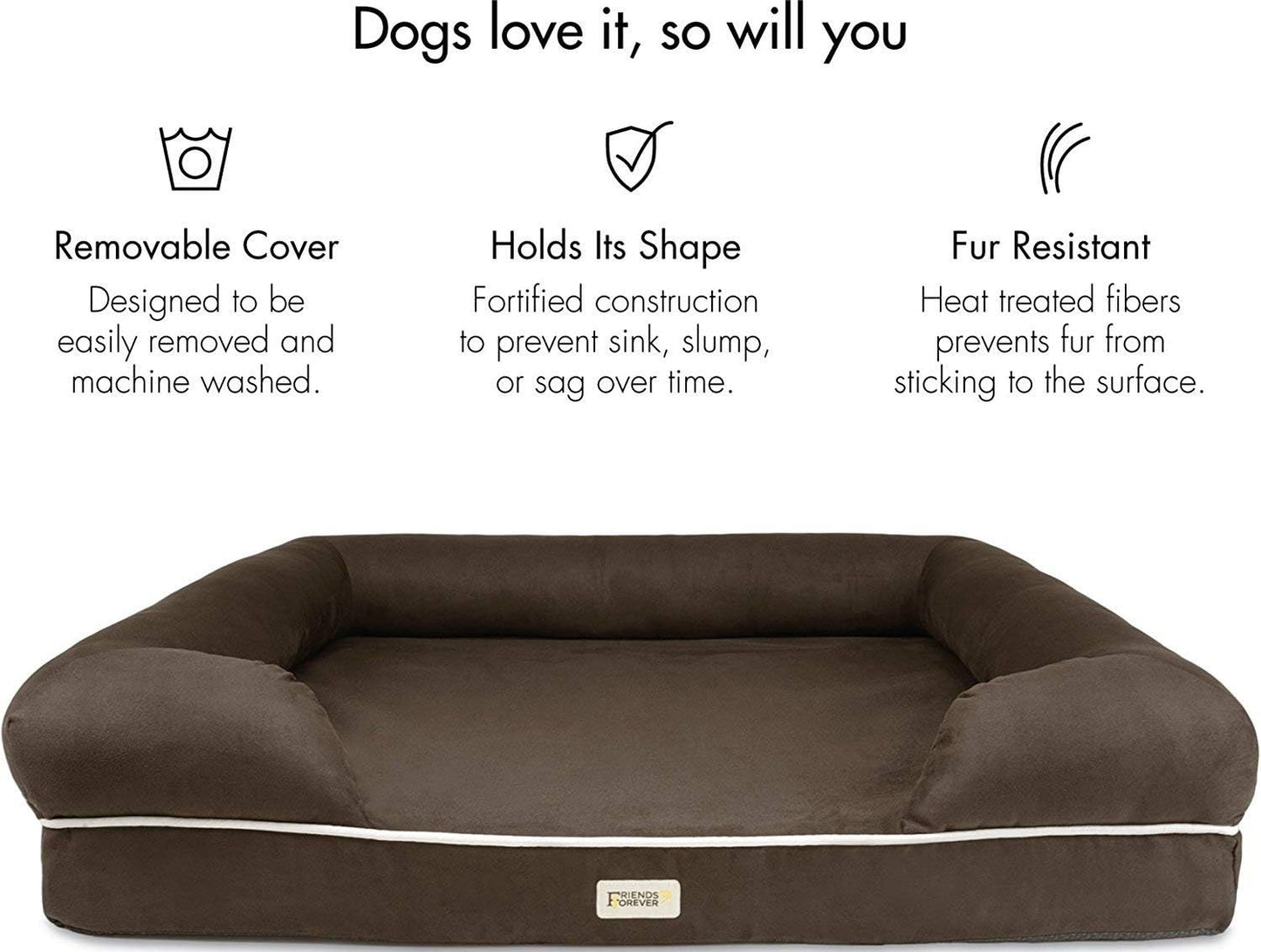 Orthopedic Dog Bed Lounge Sofa Removable Cover 100% Suede Mattress Memory-Foam with Bolster Rim Premium Prestige Edition