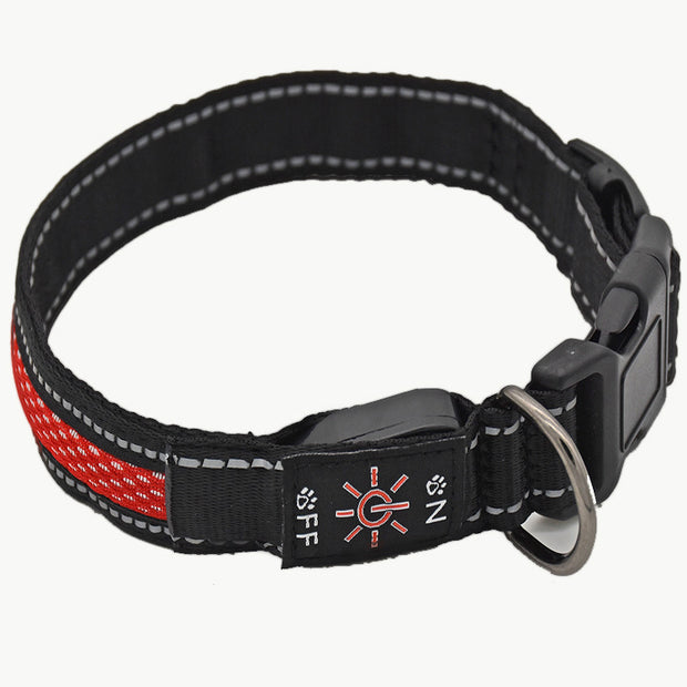 Waterproof Pet Collar Two-color Mesh Dog Neck Golden Retriever Anti-lost At Night