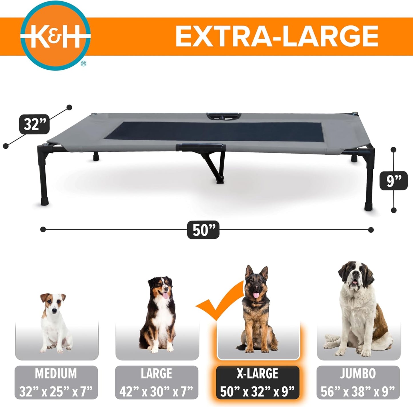 Original Pet Cot, Elevated Dog Bed Cot with Mesh Center, Multiple Sizes