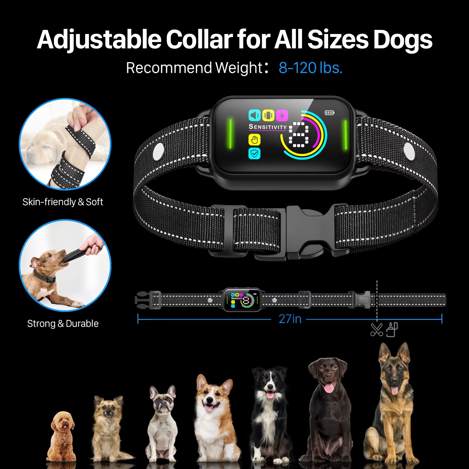 Anti-Bark Collar for Dogs Training & Behavior Aids 4 Training Modes 8 Sensitivity anti Bark Collar anti Barking for Pet Dogs