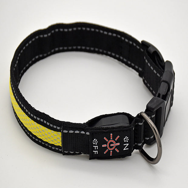 Waterproof Pet Collar Two-color Mesh Dog Neck Golden Retriever Anti-lost At Night